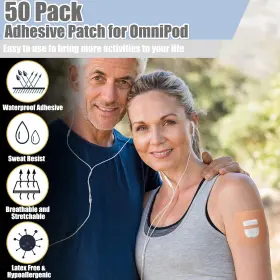 Hl-nuanchu-48048 Nuanchu 50 Pieces Adhesive Patches Compatible With Omnipod Shower Waterproof Pre #2