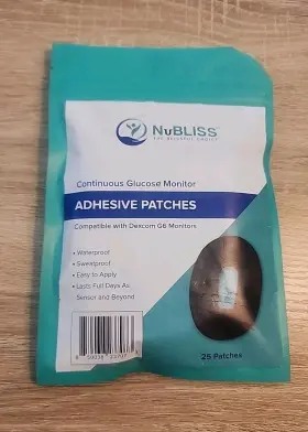 Nubliss 850038237073 Dexcom G6 Adhesive 25 Patch Water/sweat Proof Hypoallergenic Black Color