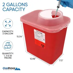823503 Oakridge Products Large Sharps Container For Home Use And Medium Red #2
