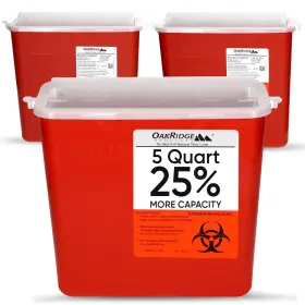 Oakridge Products 850057785029 Sharps Container For Home Use And 5 Quarts Red