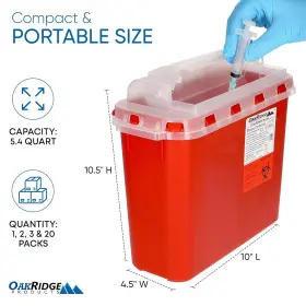 8542028559 Oakridge Products Transparent Sharps Container For Home Use And Medium Red #2
