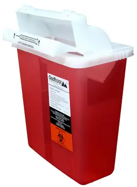 Oakridge Products 865273000030 5 Quart - Sharps Disposal Container With Mailbox Style Lid Large Red