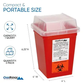 Amz3pk-fba Oakridge Products Sharps Container For Home Use And Professional 1 Quart #2