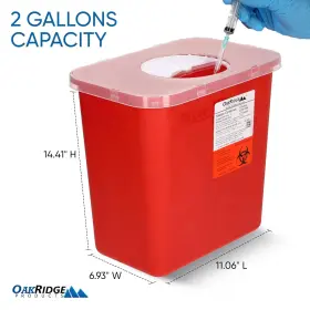 Oakridge Products Shp-2galr-2pk Large Sharps Container For Home Use And Medium Red #2