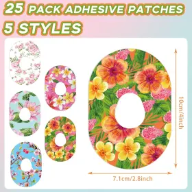 Panelee 744110720174 25 Pcs Adhesive Patch Compatible With Dexcom Sweatproof Colorful Floral #2