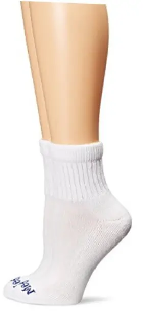 8522-mw Peds Womens Legwear Quarter With Non-binding Funnel Top 2 Pairs Diabetic Socks And