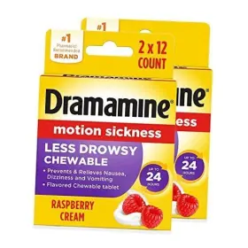 B07tvdz5g7 Prestige Consumer Healthcare Chewable Less Drowsy Motion Sickness Relief Raspberry Cream Flavor 12