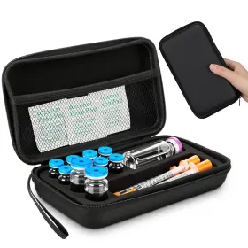 Qunclay Wv-qunclay-5547 Peptide Vial Case For Fridge 8x3 Ml 2x10 1x30ml Bac Black