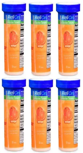 Reli On 681131240529 Relion Glucose Tablets 60 Count Sugar Substitute Orange Flavor Fat Free Glute