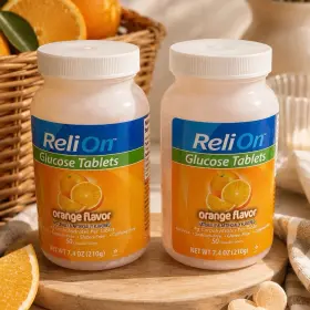 Relion 1450r50wmtlr Glucose Tablets Orange Flavor Duo 2 Bottles 50 Chewable Each