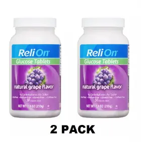 145gr50wmt Relion Glucose Tablets Natural Grape Flavor 50 Count 2 Packs