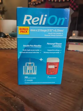 Relion 194346270651 4mm X 32 Gauge 5/32 Inch Insulin Pen Needles And Sharps Container