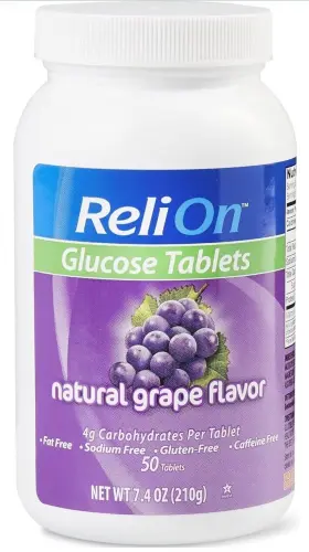 412083 Relion Glucose Natural Grape Flavor 50 Chew Tbs Pack Of 2 1-09/24 And 1- 11/24