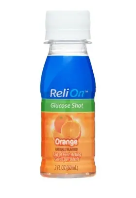 Relion 681131039642 Glucose Shot Drink Orange Flavor 2oz Great For Diabetics On The Go Qty 4