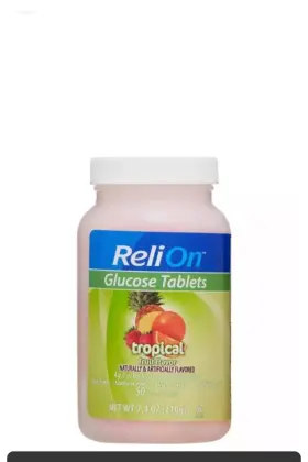 Relion 681131240598 Tropical Fruit Glucose Tablets 50 Chewable 7.4 Oz Diabetics .exp 03/2026