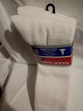 Rn-96720 Rodex Diabetic Socks White Therapeutic Easy To Use Cotton Crew Size 10-13