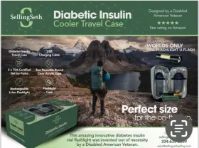 Sellingseth 197644423590 Diabetes Insulin Cooler Travel Case With Vial Rechargeable Flashlight
