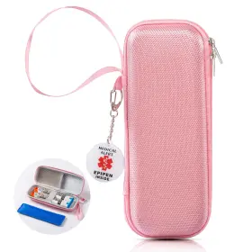 Sijidou 085353845843 Epipen Medical Carrying Case Epi Pens 129 Cubic Inches Pink