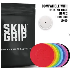 Sg02rblp Skin Grip Adhesive Patches Libre 2 Lingo Cgm Waterproof And Sweatproof Rainbow