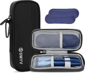 10005 Smyv Insulin Cooler Travel Case With 2 Tsa Approved Ice Packs Nylon Black