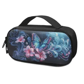 Suh-hjy4248bzt14-1-75 Suhoaziia Blue Butterfly Flower Insulin Cooler Travel Carrying Case With Side Handle Di