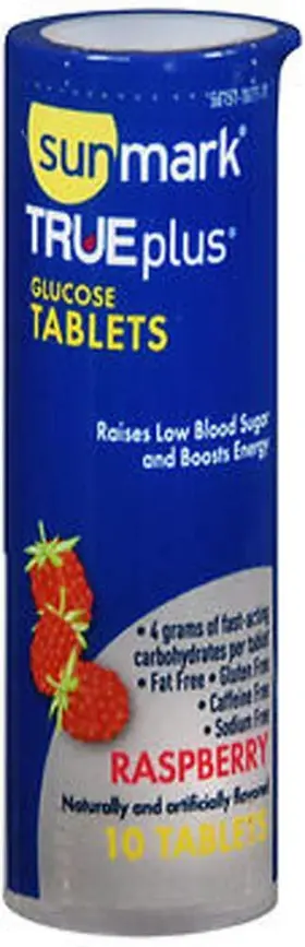 Ni4rs10 Sunmark Glucose Tablets Raspberry Flavor - 6 Packs Of 10 Travel Tubes