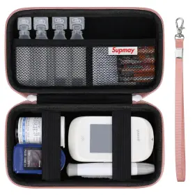 Supmay M12gb Diabetic Supplies Hard Case 6.6 X 3.8 1.9 Inches Rose Gold Black