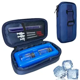 Tee-tea 762949374917 Tee-tea Insulin Cooler Travel Case Tsa 2.76 In 3.15 6.69 Navy Blue