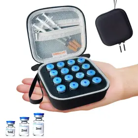 Tinnalart 716921205072 16 Slots Peptide Vial Case For Fridge Storage - 4.5inx4.5in Black