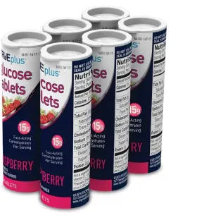 Trueplus 021292004354 Glucose Tablets Raspberry Flavor - 6x 10ct Tubes