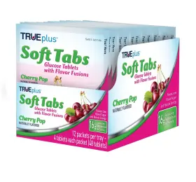 Trueplus 021292012717 Soft Tabs Glucose 12 Packs 48 Cherry Pop