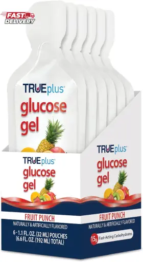 Trueplus 313048263239 Glucose Gel Pouch Fruit Punch Flavor 15g Fast-acting Carbohydrates Pe