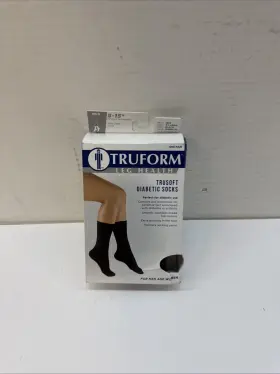 19074 Truform Leg Health Xtra Largel Black Diabetic Socks For Men And Women 8-15mm Hg