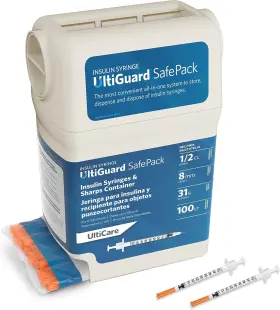 U-100 Ultiguard 07459 All-in-one Safe Pack Insulin Syringes And Sharps Container