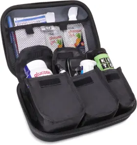 4332397836 Usa Gear Diabetic Supplies Travel Case With 3 Removable Pouches Hard Black