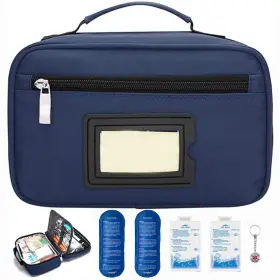Vlike 791319274335 Portable Insulin Cooler Bag Travel Case 1 Count Pack Of Blue