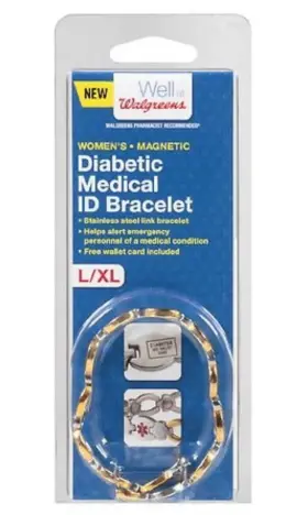 Walgreens 311917152912 New Diabetic Medical Id Bracelet Women S Link X-large /large Caduceus Symbol 28