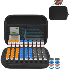 Tai-63 Wiksry 3ml Peptide Case 63-slot Organizer With Mesh Pocket Fits Black