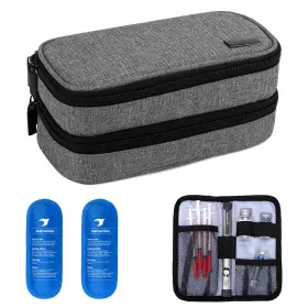 Cayw04401 Yarwo Insulin Cooler Travel Case Double-layer Medium With 2 Ice Packs Gray