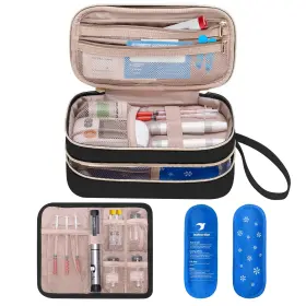 Cayw10701 Yarwo Insulin Cooler Travel Case 2 Ice Packs Diabetic Insulated Organizer Bag