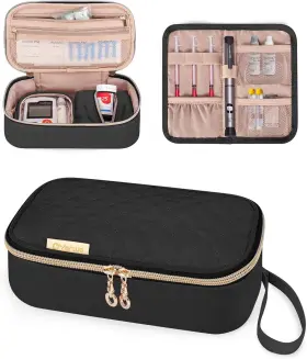 Cayw10801 Yarwo Diabetic Travel Case For Blood Glucose Monitor Test Strips Black