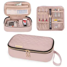 Yw10802 Yarwo New Diabetic Travel Case For Blood Glucose 8.3 X 4.5 3 Inches Dusty Rose