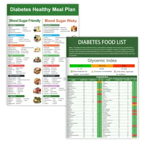 Yitla Yustnb-1 Diabetes Food List Chart 2pcs And Meal Planner With Serv Inch