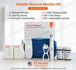 Gluco+ Wireless Smart Blood Glucose Monitor Kit & Free App 100 Glucometer Cib. Fixed Price $42.99.