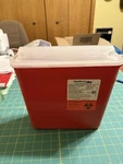 Oakridge Products 5 Quart Sharps Container W/ Horizotal Drop Lid, M-style, Red. Fixed Price $5.99.
