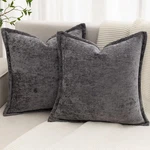 Grey Decorative Throw Pillow Covers 18X18 Inch Set Of 2 Cozy Soild Chenille Cush. Fixed Price $43.99.