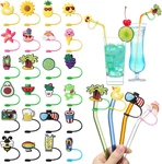 24 Pcs Straw Covers Caps Reusable Silicone Toppers Tips Lids Splash Proof Plugs. Fixed Price $15.28.