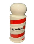 Vintage Ceramic Barber Shop Pole Razor Disposal Container With Blades. Fixed Price $44.55.