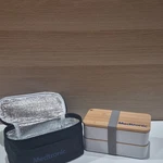 Medtronic Bento Box Set With Bamboo Lid, Utensils, And Insulated Bag. Fixed Price $12.00.