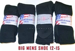 6 12 Pairs Big Mens Shoe Sport Series Black Cotton Crew Socks Med Weight Xl. Fixed Price $24.95.